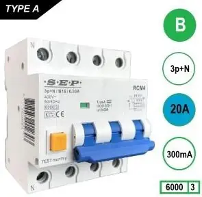 Aardlekautomaat 20A B kar 300mA 4p SEP - 4518127 - Verlaagde prijs