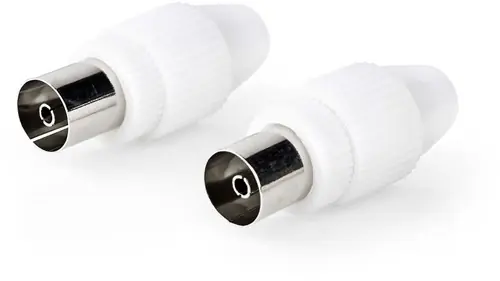 Nedis IEC (Coax) Connector Recht Female Vernikkeld 75 Ohm Schroef Diameter kabelinvoer 7.0 mm Metaal / Polyvinylchloride (PVC) Wit 2 Stuks Doos - CSGB40923WT | Tijdelijke aanbieding