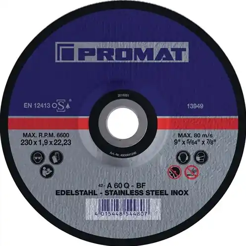 Zolang de voorraad strekt | Promat/Tecwerk Doorslijpschijf RVS D115x1,5mm recht RVS gat 22,23 mm - 4000841243