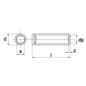 Kobout 3916ZW10016 stelschroef kratereind DIN 916 45H onbehandeld staal M10x16 mm - Bestelbaar